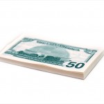 Christian Tracts, 50 Dollar Bills, Isolated Over White Background